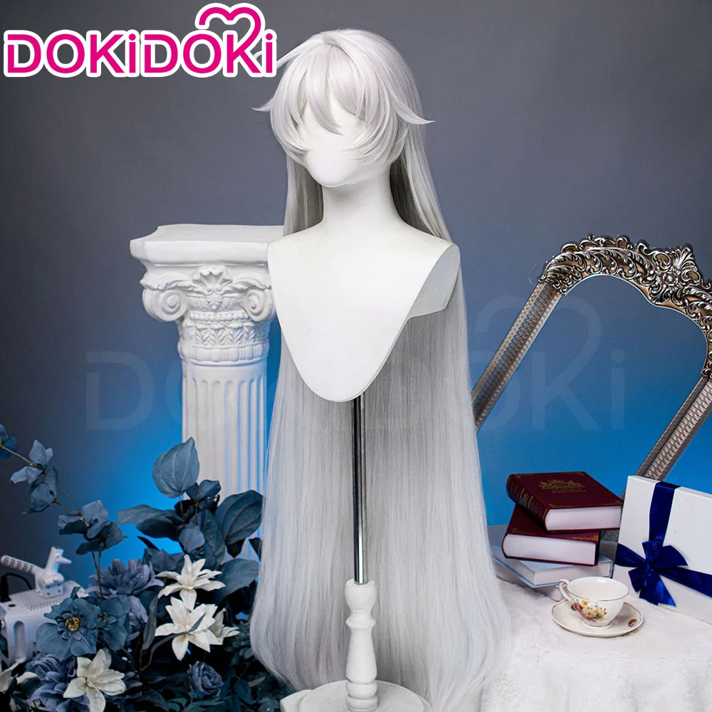 【Ready For Ship】DokiDoki Game Genshin Impact Cosplay Asmoday Wig Long Straight Silver Hair Ruler of Space Song of the Welkin Moon - Image 2