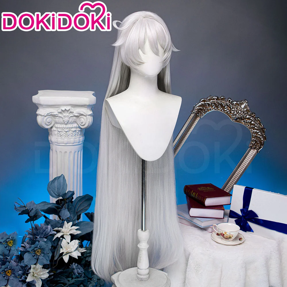 【Ready For Ship】DokiDoki Game Genshin Impact Cosplay Asmoday Wig Long Straight Silver Hair Ruler of Space Song of the Welkin Moon - Image 3