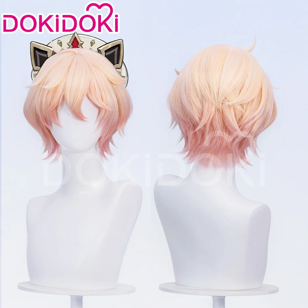 【Official Art Ver Ready For Ship】DokiDoki Game Genshin Impact Cosplay Dahlia Wig Pink Short Men Fontaine Mond - Image 7