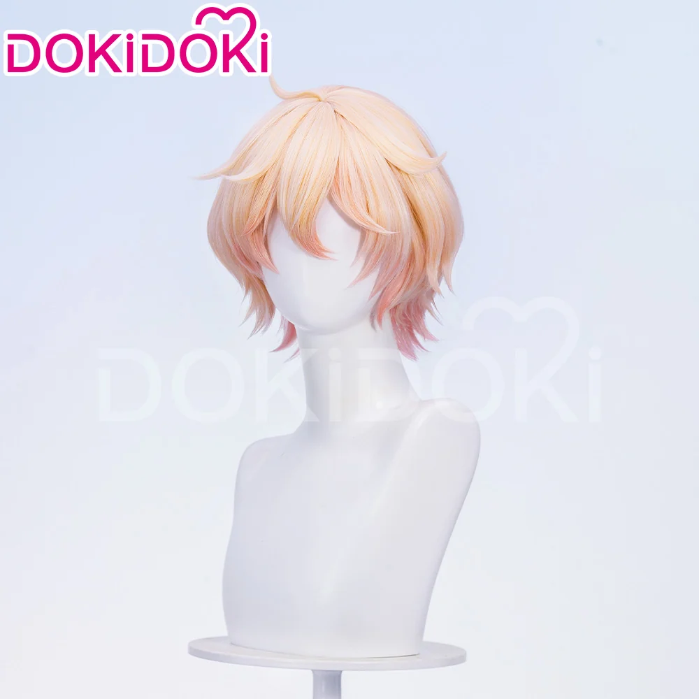 【Official Art Ver Ready For Ship】DokiDoki Game Genshin Impact Cosplay Dahlia Wig Pink Short Men Fontaine Mond - Image 8