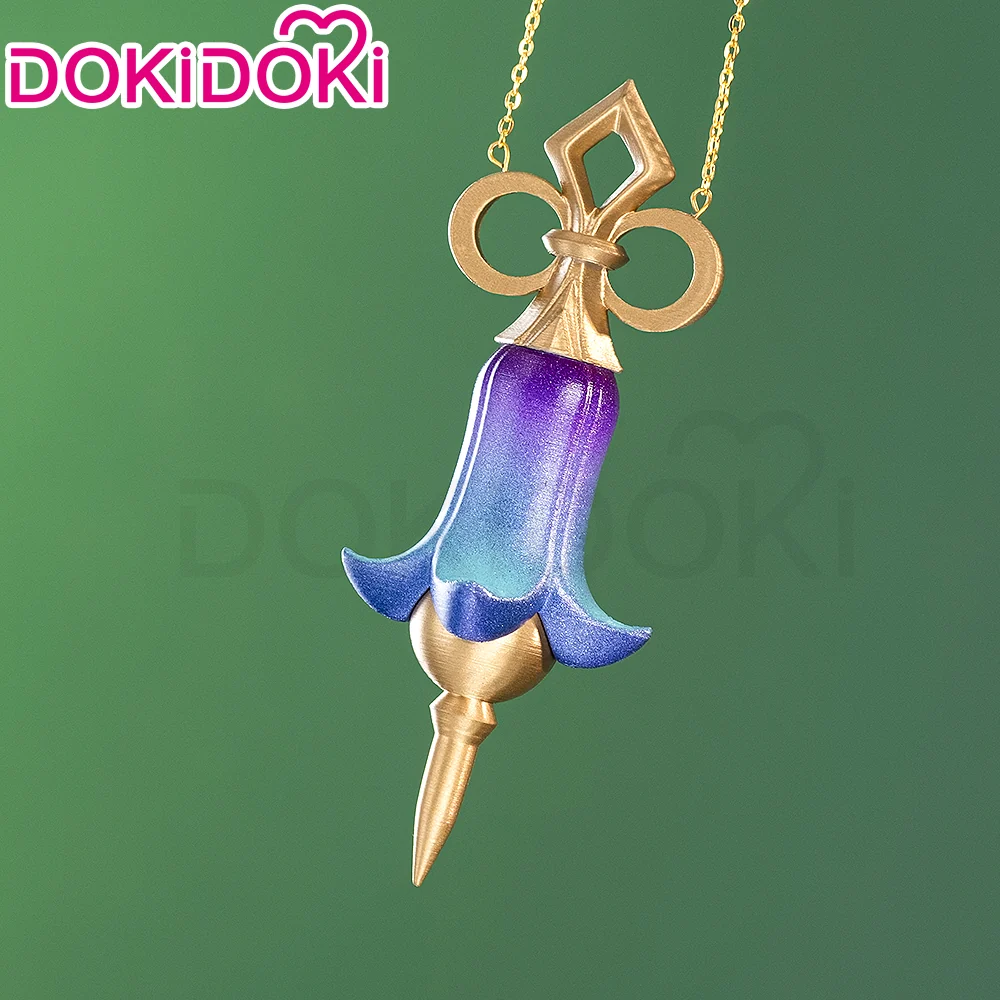 【Ready For Ship】DokiDoki Game Genshin Impact Cosplay Emilie Wig Short Curly Yellow Pink Hair Fontaine / Perfume bottle Necklace / Glasses Prop - Image 6