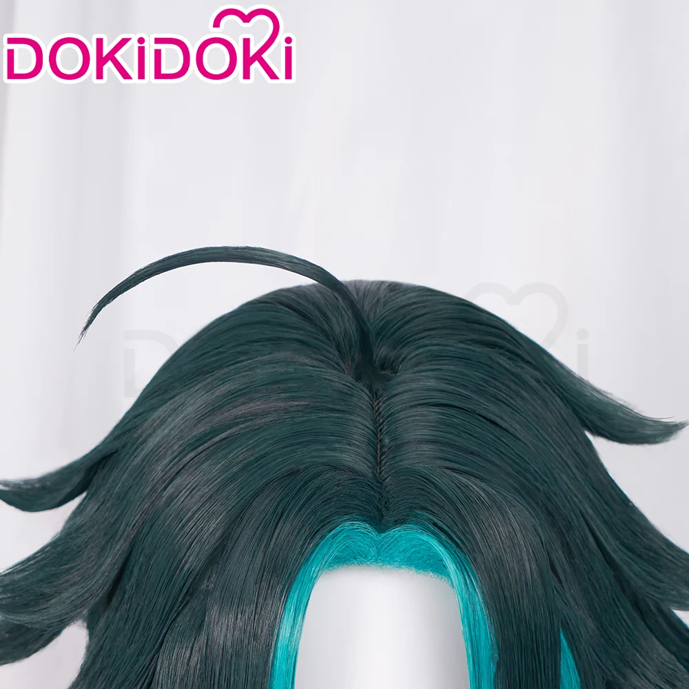 DokiDoki Game Genshin Impact Cosplay Xiao Wig Hair Short Green Wig - Image 4