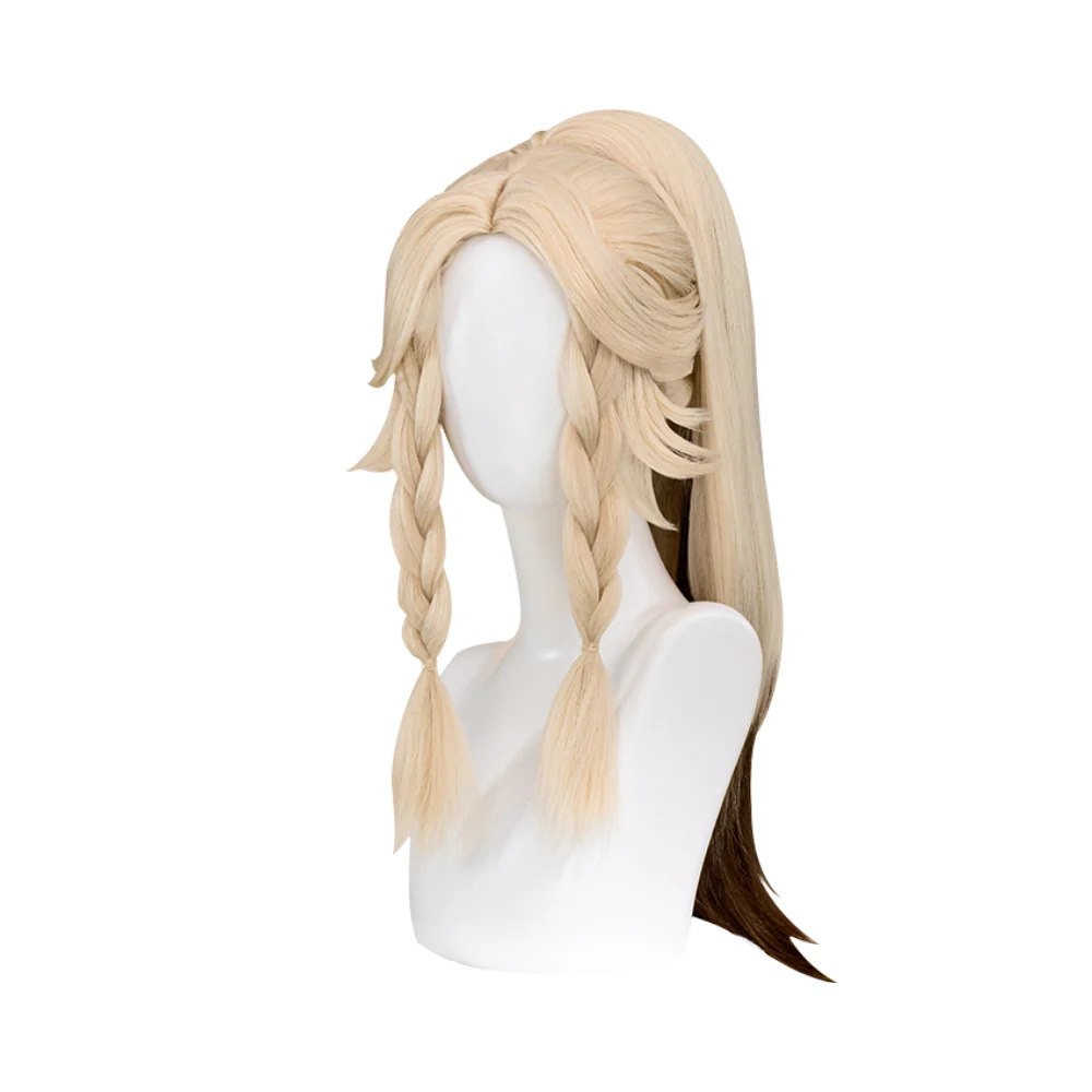【Ready For Ship】DokiDoki Game Genshin Impact Cosplay Kachina Wig Cute Flaxen Gold Hair Ponytail Natlan - Image 2