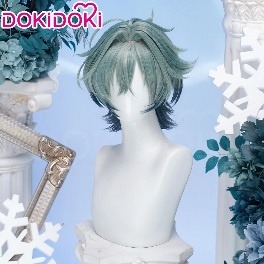 【Ready For Ship】DokiDoki Game Genshin Impact Cosplay Lohen Wig Short Green Gradient Hair Vice Captain of the 5th Company - Image 2
