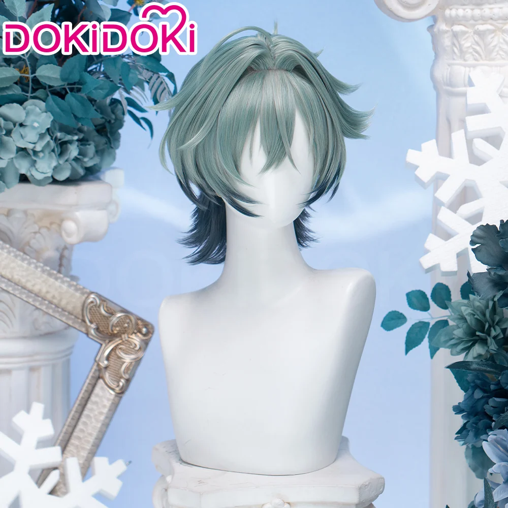 【Ready For Ship】DokiDoki Game Genshin Impact Cosplay Lohen Wig Short Green Gradient Hair Vice Captain of the 5th Company - Image 3