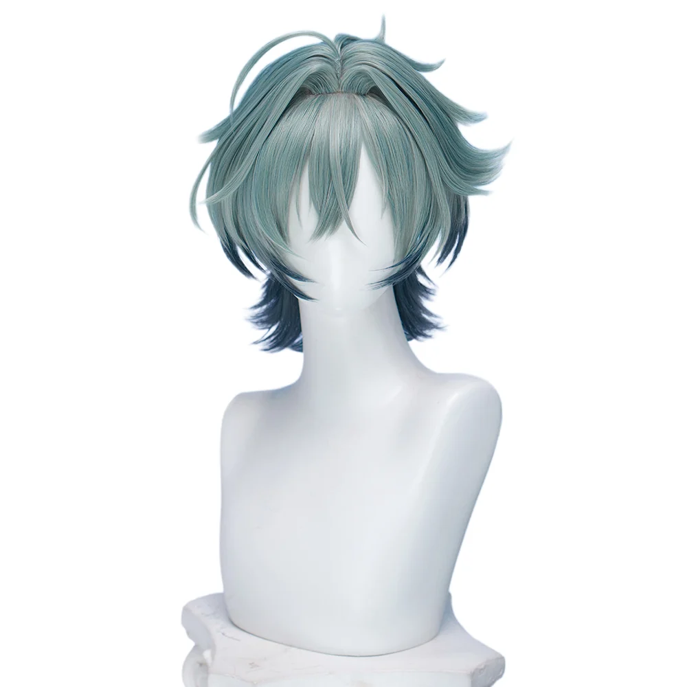 【Ready For Ship】DokiDoki Game Genshin Impact Cosplay Lohen Wig Short Green Gradient Hair Vice Captain of the 5th Company - Image 5