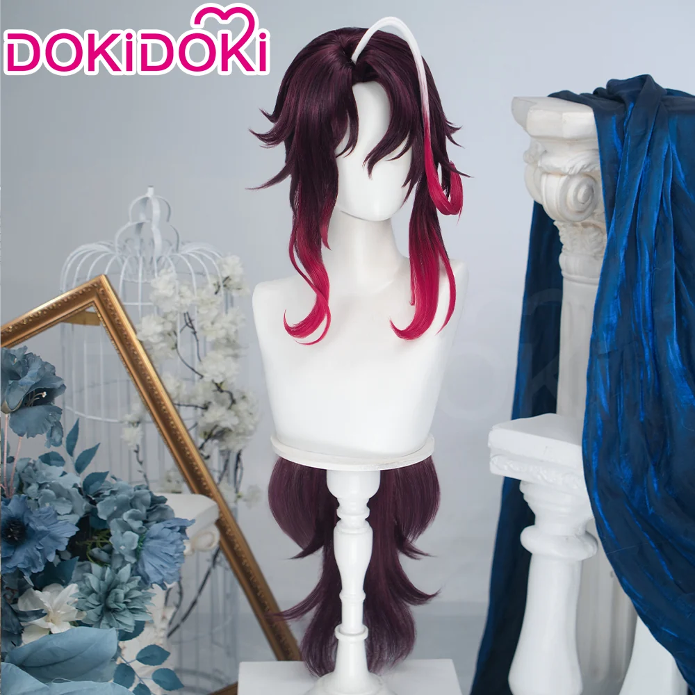 DokiDoki Game Genshin Impact Cosplay Noy Wig Long Dark Red Gradient Hair Snezhnaya Sudden Snow - Image 3