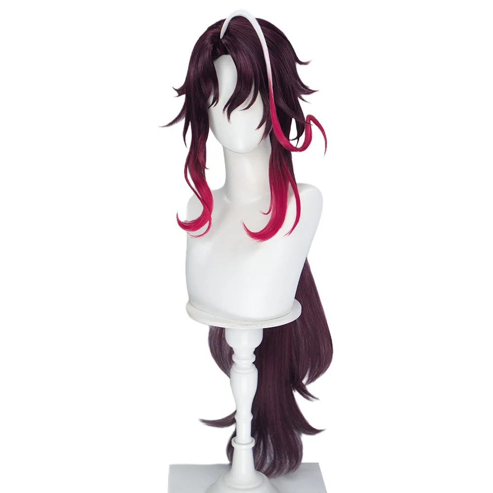 DokiDoki Game Genshin Impact Cosplay Noy Wig Long Dark Red Gradient Hair Snezhnaya Sudden Snow - Image 5