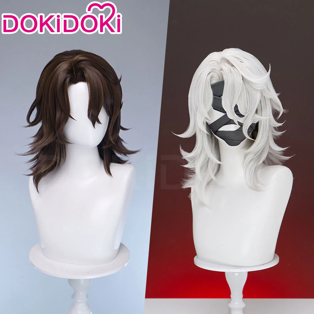 【Ready For Ship】DokiDoki Game Genshin Impact Cosplay Rerir Wig Long Curly White / Dark Hair Racher of Solnari