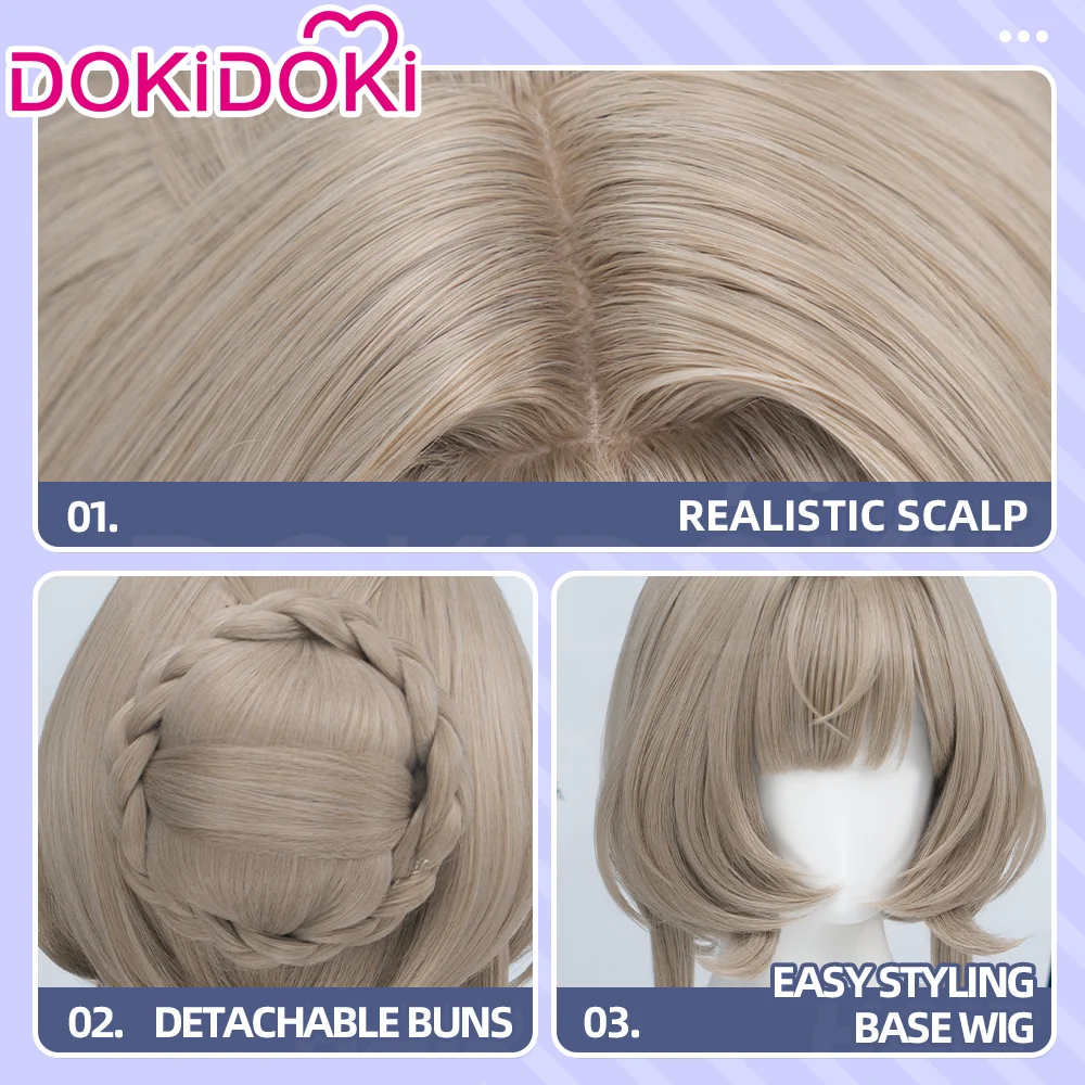 DokiDoki Game Genshin Impact Cosplay Sandrone Wig Long Straight Brown Grey Hair Marionette Song of the Welkin Moon - Image 16