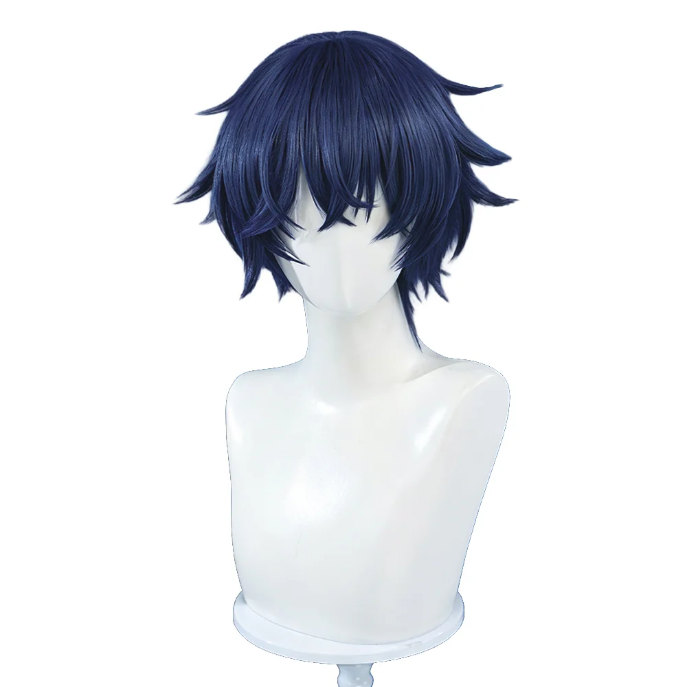 DokiDoki Game Genshin Impact Cosplay Valeriy Wig Short Dark Blue Hair Snezhnaya Sudden Snow - Image 2