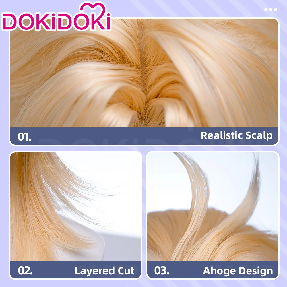 【Ready For Ship】DokiDoki Game Genshin Impact Cosplay Varka Wig Long Blond Hair Knight of Boreas Song of the Welkin Moon - Image 12