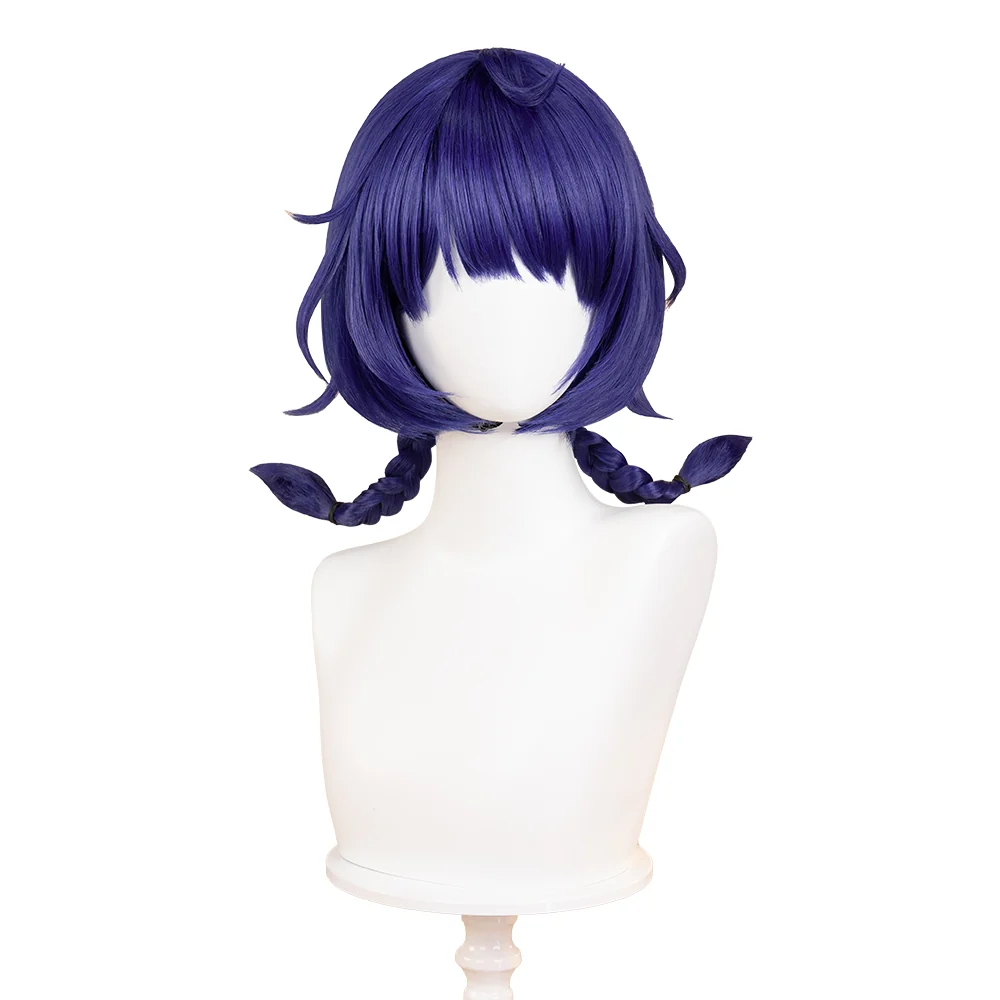 【Ready For Ship】DokiDoki Game Genshin Impact Cosplay Xiang Ling Lantern Rite Wig Short Blue Hair Double Ponytails XiangLing - Image 5