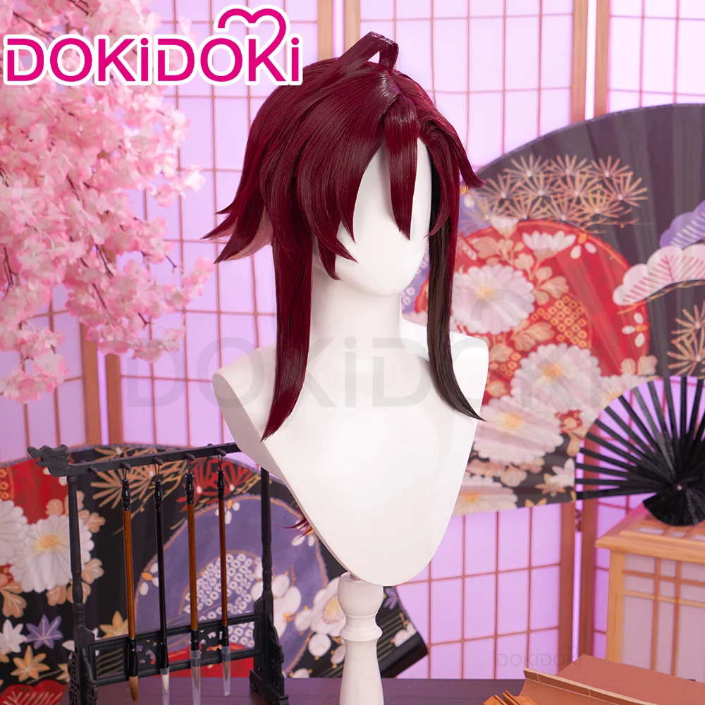 【Ready For Ship】DokiDoki Game Genshin Impact Cosplay Shikanoin Heizou Wig Long Straight Red Hair - Image 2
