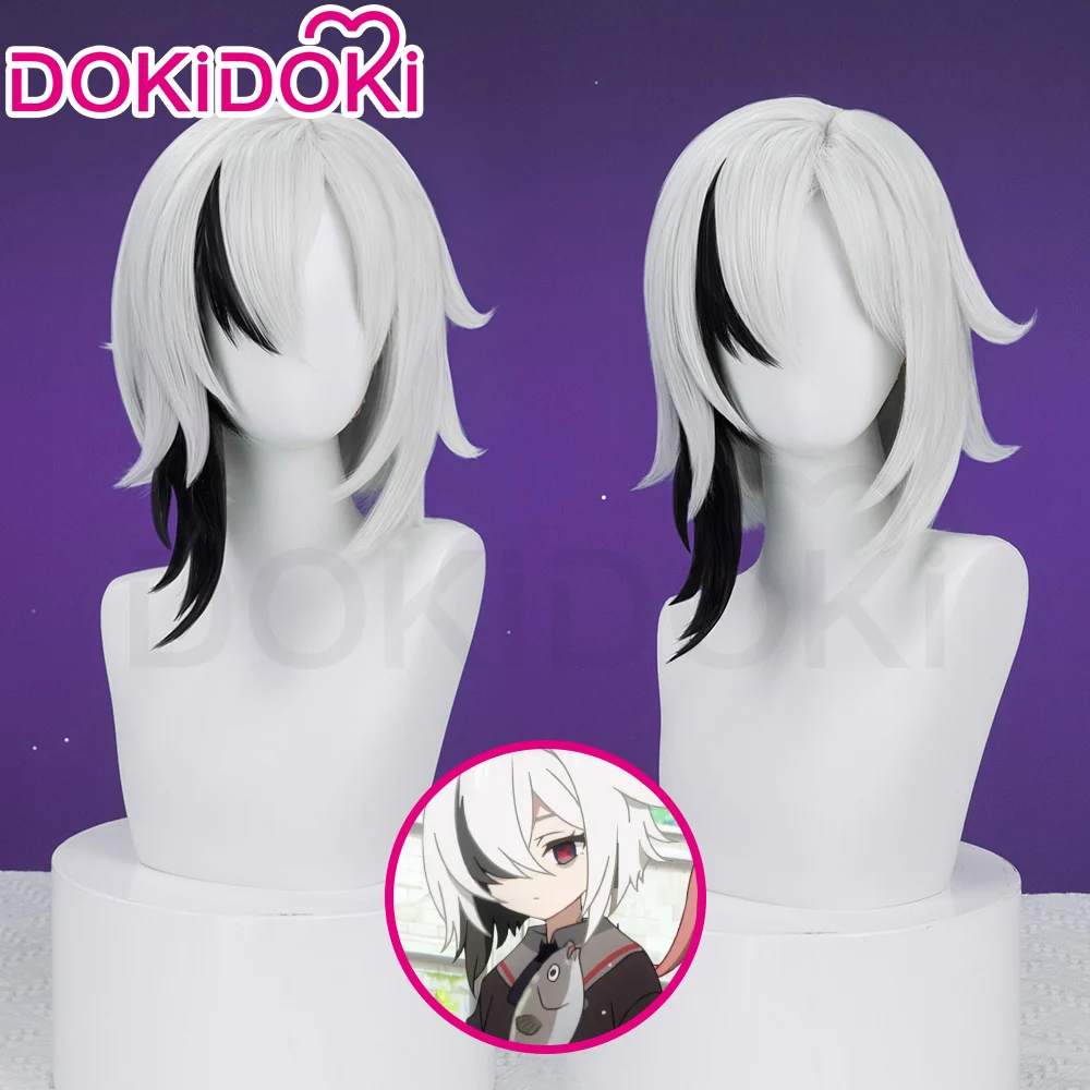 【Partially Ready For Ship】DokiDoki Game Genshin Impact Fontaine Fatui Harbinger Cosplay The Knave Arlecchino Wig Long Straight White Red Gradient Hair / Ear Clip / Wefts / Childhood Ver. / Youth Ver. / Boss Ver. - Image 17
