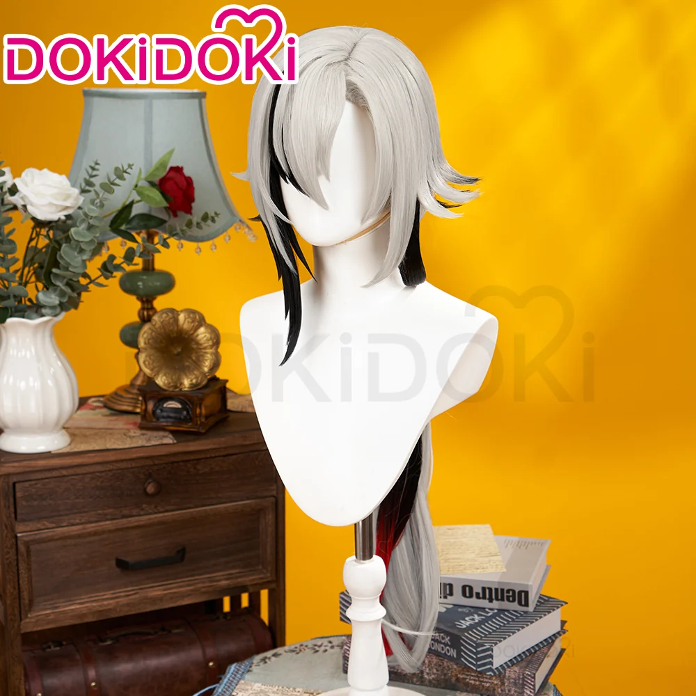 【Partially Ready For Ship】DokiDoki Game Genshin Impact Fontaine Fatui Harbinger Cosplay The Knave Arlecchino Wig Long Straight White Red Gradient Hair / Ear Clip / Wefts / Childhood Ver. / Youth Ver. / Boss Ver. - Image 6