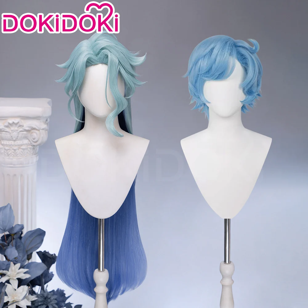 【Ready For Ship】DokiDoki Game Genshin Impact Dottore Cosplay Wig Doctor Short Blue / Earring / Ear Clip / Alchemy Bottle - Image 2