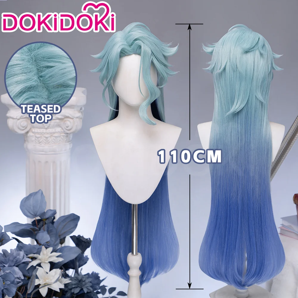 【Ready For Ship】DokiDoki Game Genshin Impact Dottore Cosplay Wig Doctor Short Blue / Earring / Ear Clip / Alchemy Bottle - Image 4