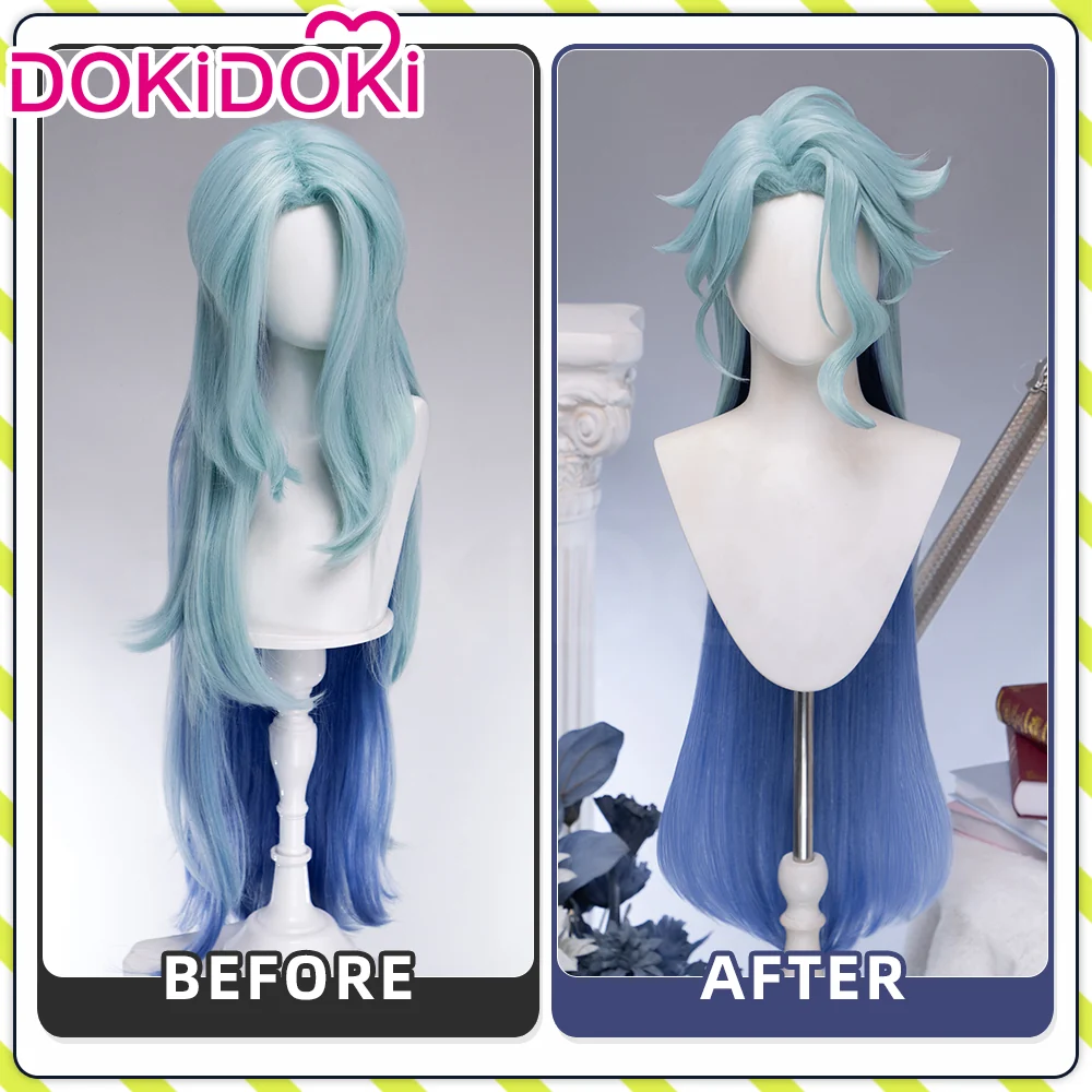 【Ready For Ship】DokiDoki Game Genshin Impact Dottore Cosplay Wig Doctor Short Blue / Earring / Ear Clip / Alchemy Bottle - Image 7