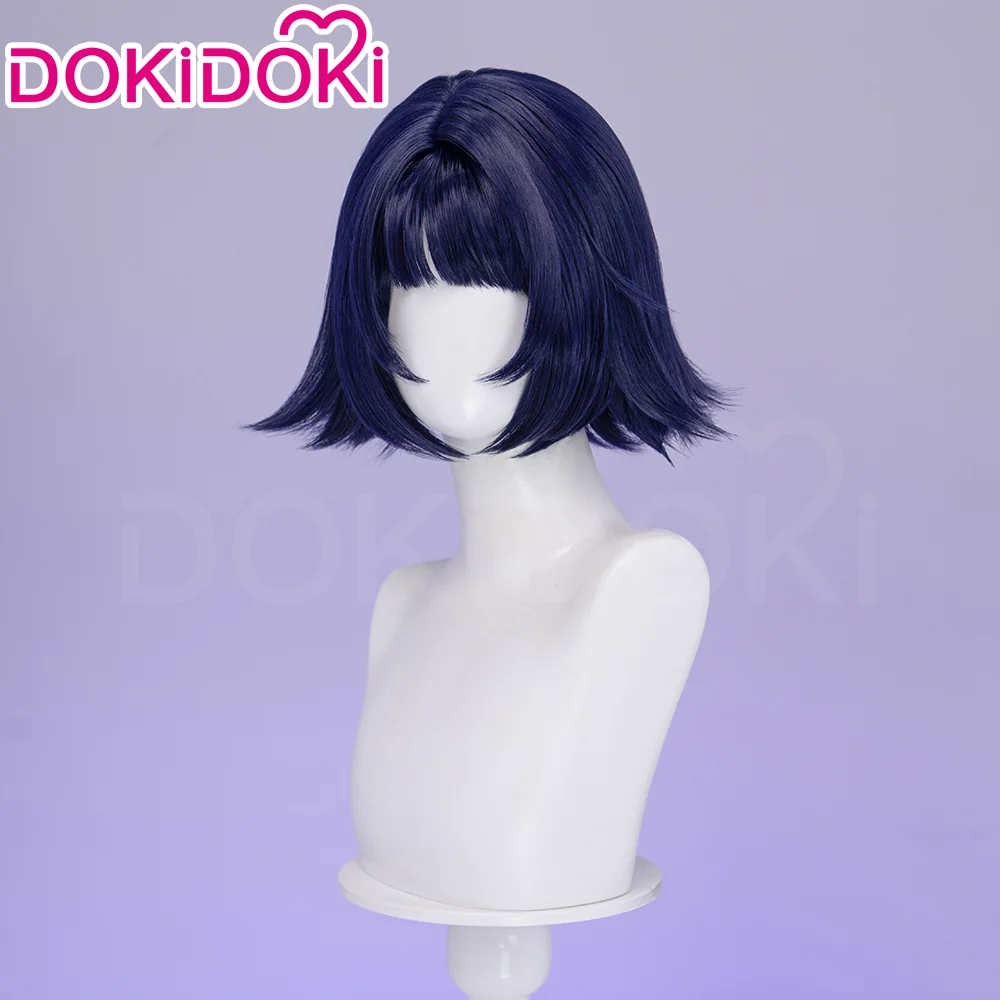 【Ready For Ship】DokiDoki Game Genshin Impact Miliastra Wonderland Cosplay Manekina Wig Short Straight Navy Blue Hair Wonderland Manekin - Image 2