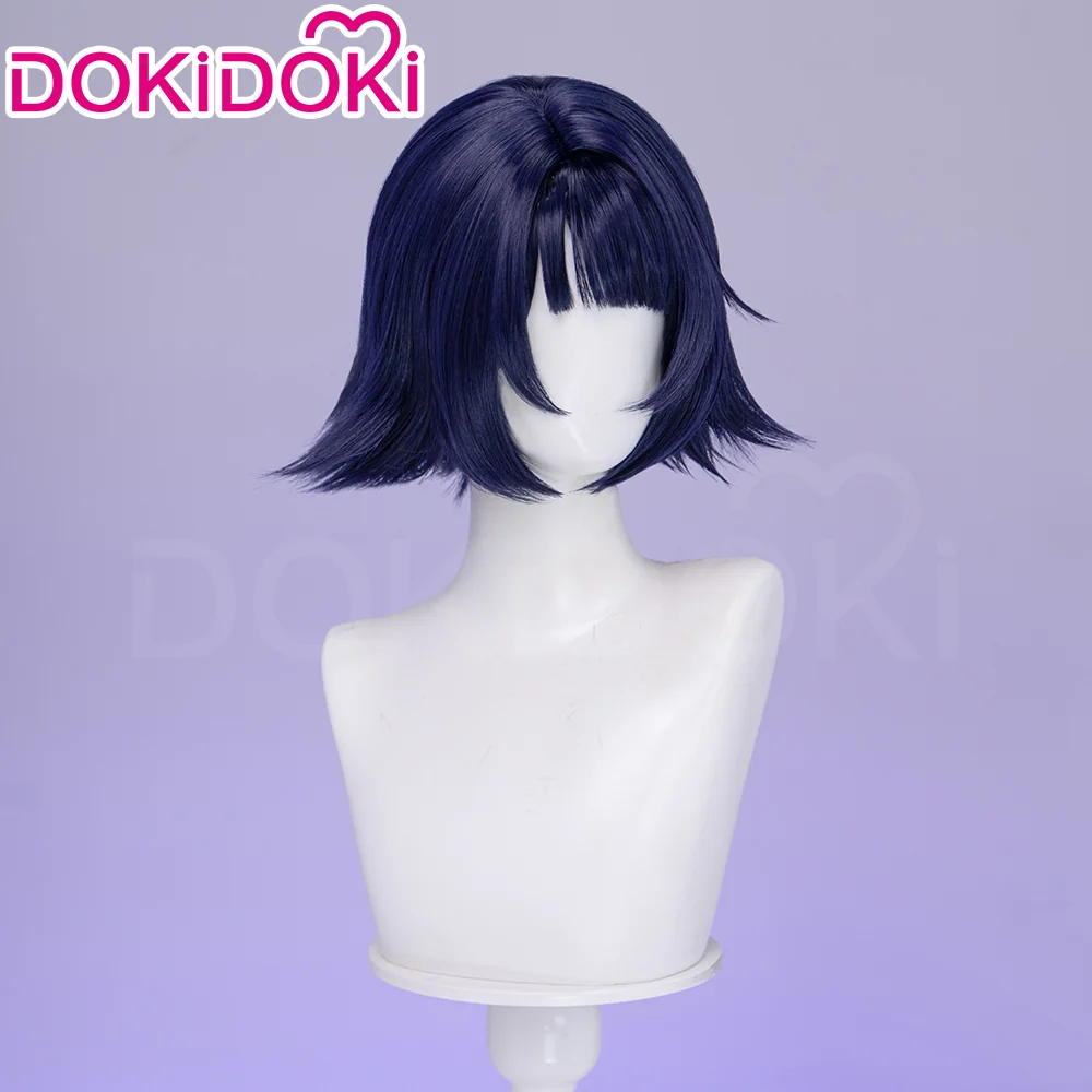 【Ready For Ship】DokiDoki Game Genshin Impact Miliastra Wonderland Cosplay Manekina Wig Short Straight Navy Blue Hair Wonderland Manekin - Image 3
