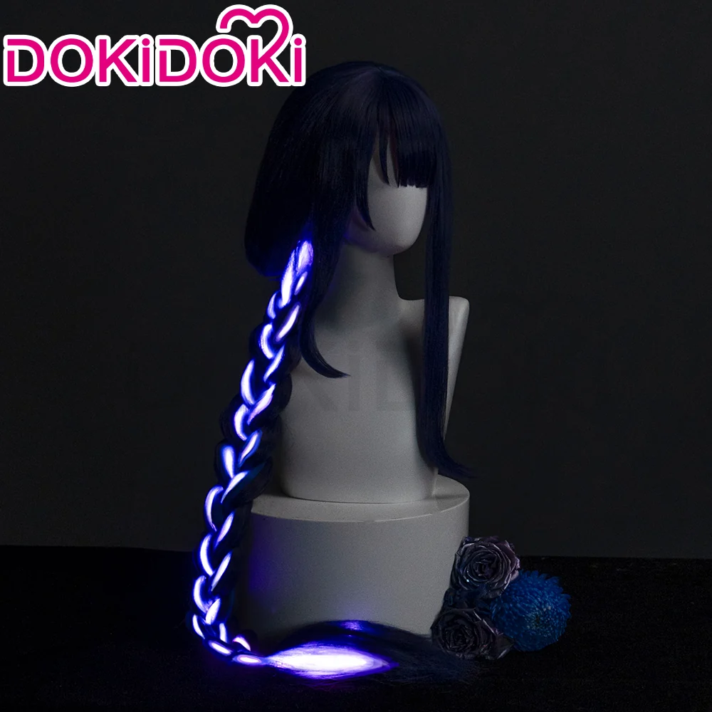 【Partially Ready For Ship】【Lighting Ver.】DokiDoki Game Genshin Impact  Shogun Cosplay Wig / Hair Clip/ Earring Raiden shogun baal Long Purple - Image 2