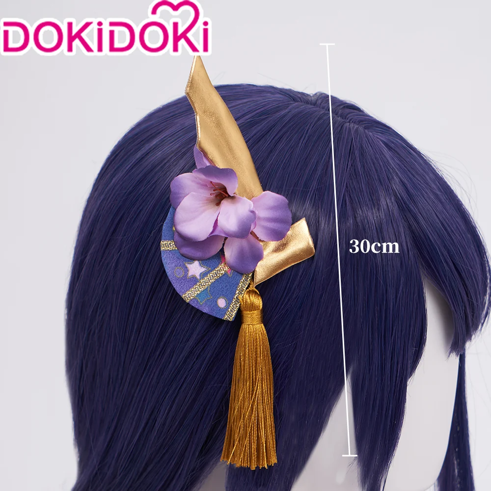 【Partially Ready For Ship】【Lighting Ver.】DokiDoki Game Genshin Impact  Shogun Cosplay Wig / Hair Clip/ Earring Raiden shogun baal Long Purple - Image 7
