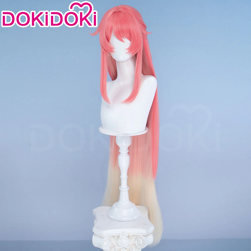 DokiDoki Game Genshin Impact Sonnet Wig Long Straight Pink Blonde Gradient Hair - Image 2