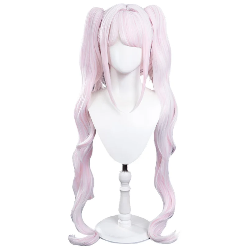 【Ready For Ship】DokiDoki Game Cosplay Wig Long Curly Pink Hair Twin Tails - Image 5