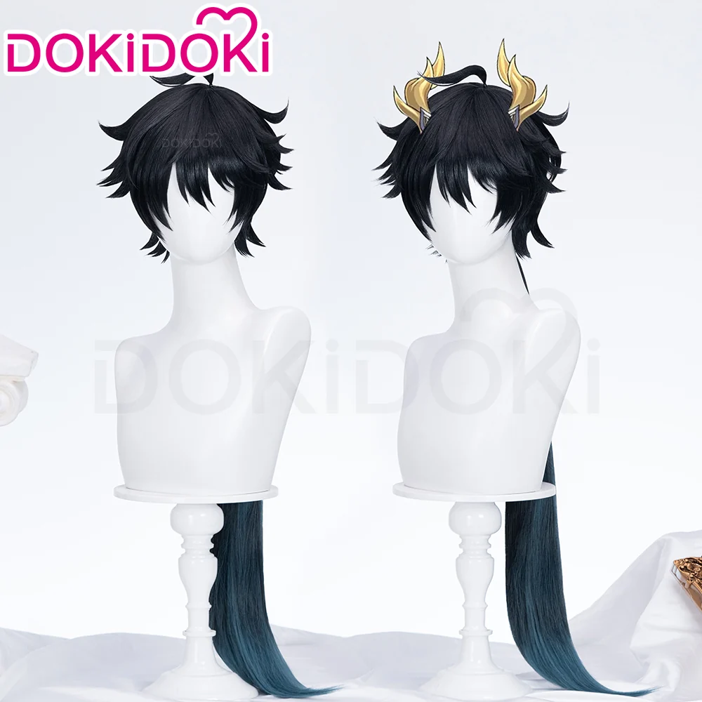 DokiDoki Game Honkai: Star Rail Cosplay Dan Heng Permansor Terrae Wig / Horn / Ear Clip Danheng Long Black Hair Accessory - Image 2