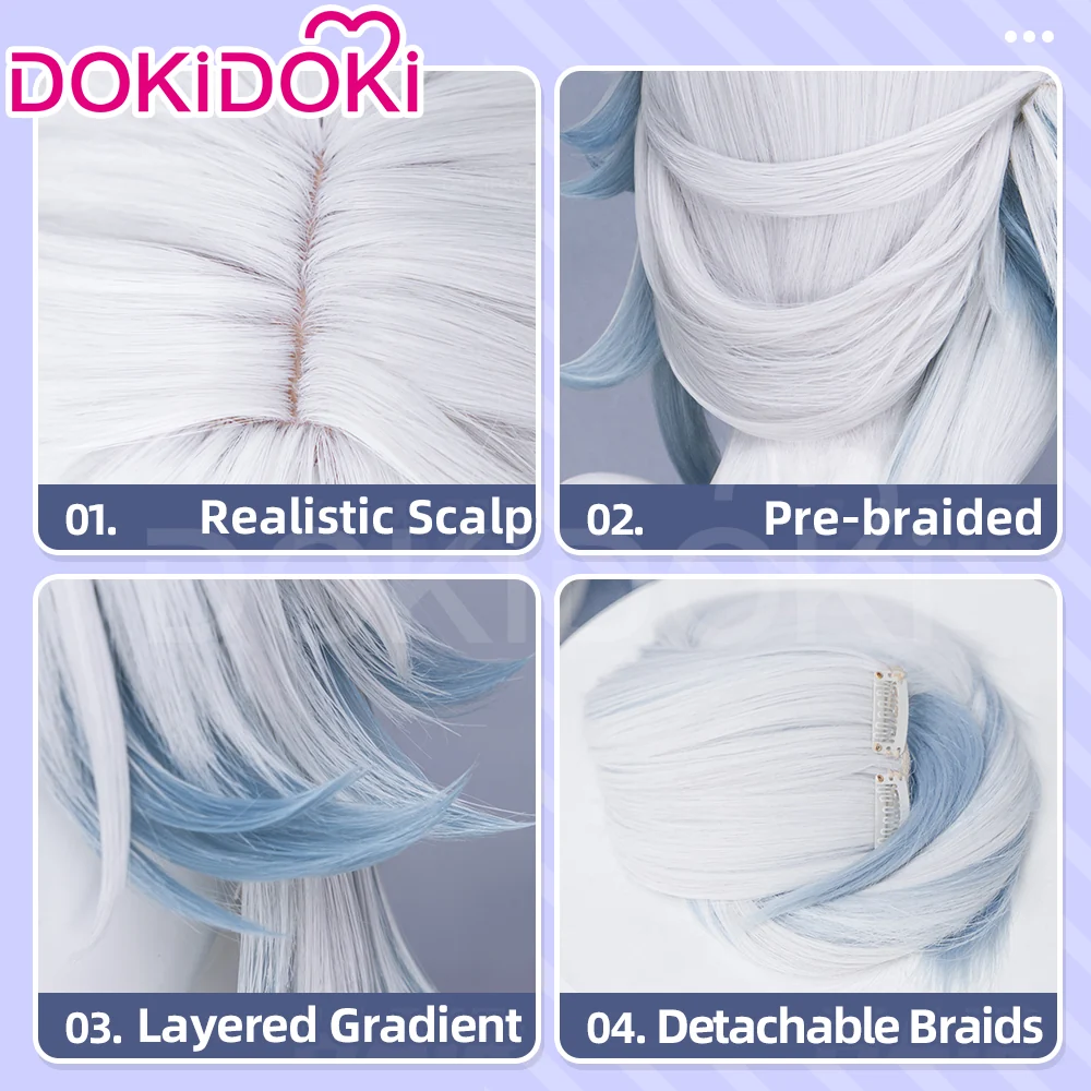 【Ready For Ship】DokiDoki Game Honkai: Star Rail Cosplay Yao Guang Gradient Wig Long Straight White Blue Hair Yaoguang Planarcadia - Image 4