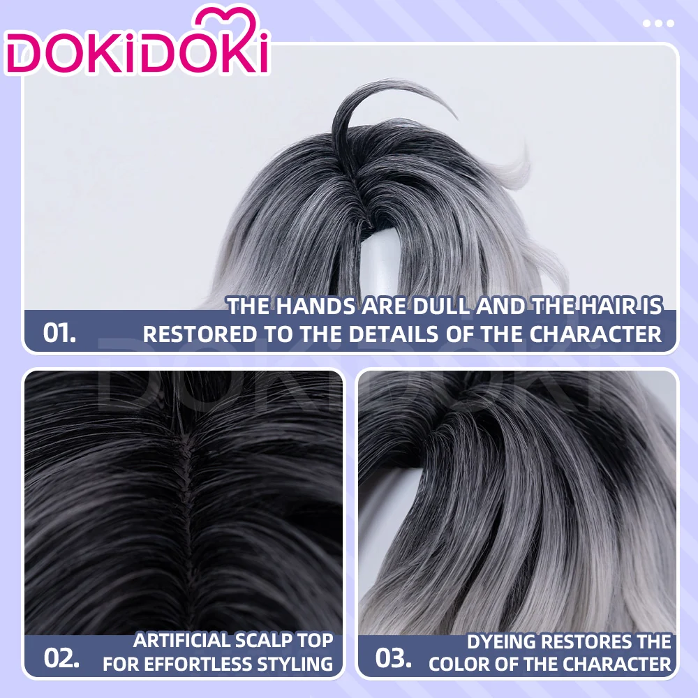【Ready For Ship】DokiDoki Game Identity V Copslay Patient Doctor Wig Short Curly Black / White - Image 4