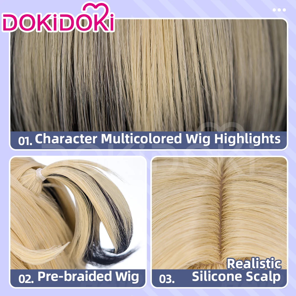 【Ready For Ship】DokiDoki Game Identity V Cosplay Mechanic Wig Short Reverse Warping Yellow Black Highlight Hair Tracy Resnick idv - Image 4