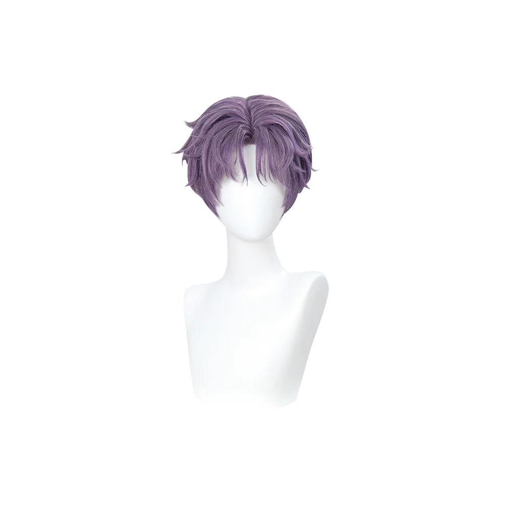 【Partially Ready For Ship】DokiDoki Game Love and Deepspace Cosplay Rafayel Wig / Ear Clip /  Necklace  Short Purple Hair Mullet Tidal Surge - Image 6