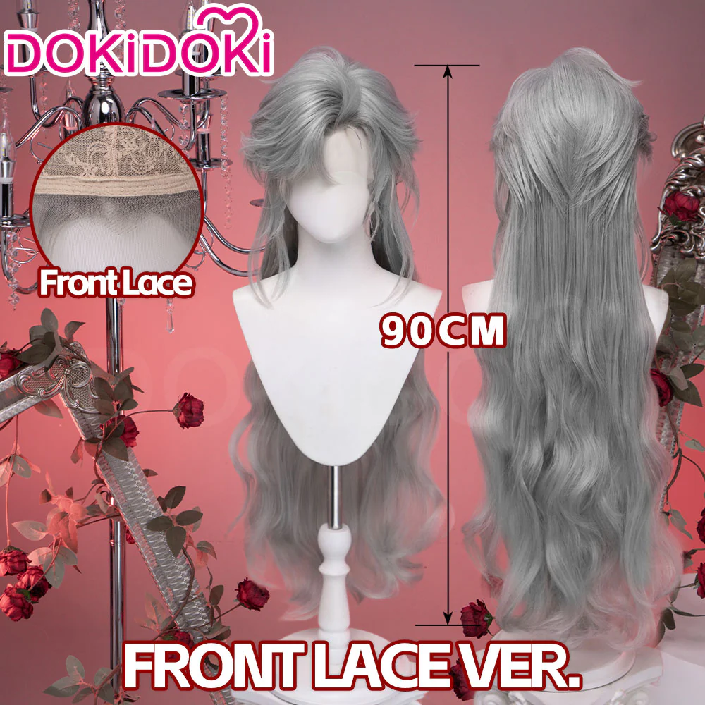 【Partial Ready For Ship】【Front Lace】DokiDoki Game Love and Deepspace Cosplay Sylus Wig Long Curly Silver Hair Silverwing Fiend - Image 9