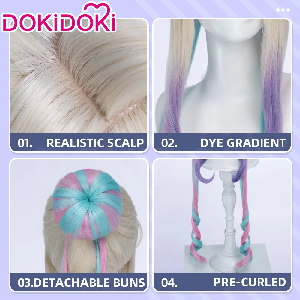 DokiDoki Game NEEDY GIRL OVERDOSE Cosplay Prince KAngel Wig Long Curly Blonde Purple Pink BlueGradient Hair Needy Streamer Overload - Image 4