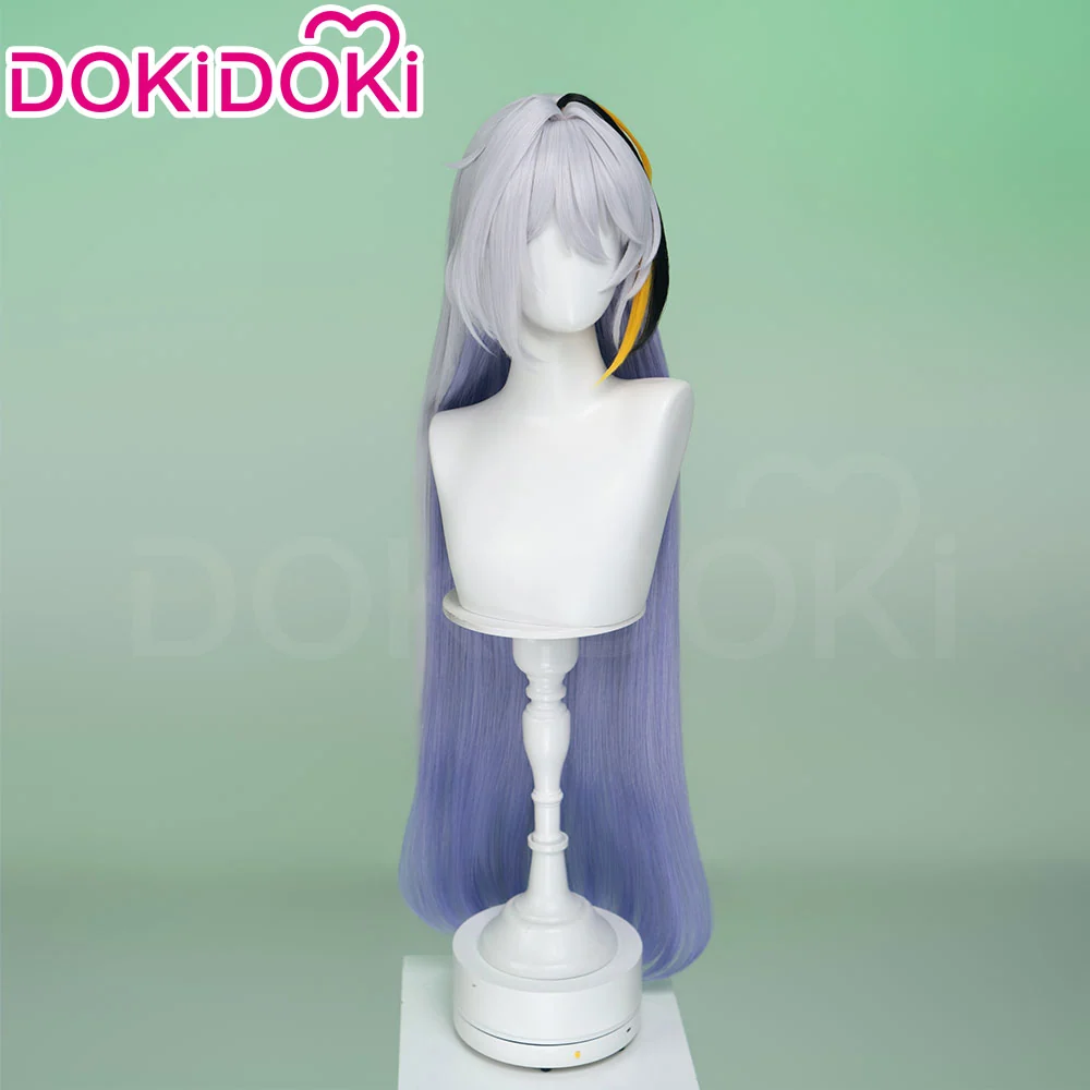 DokiDoki Game Neverness to Everness Cosplay Hathor Wig Long Straight Silver Black Yellow Highlight Hair NTE - Image 3