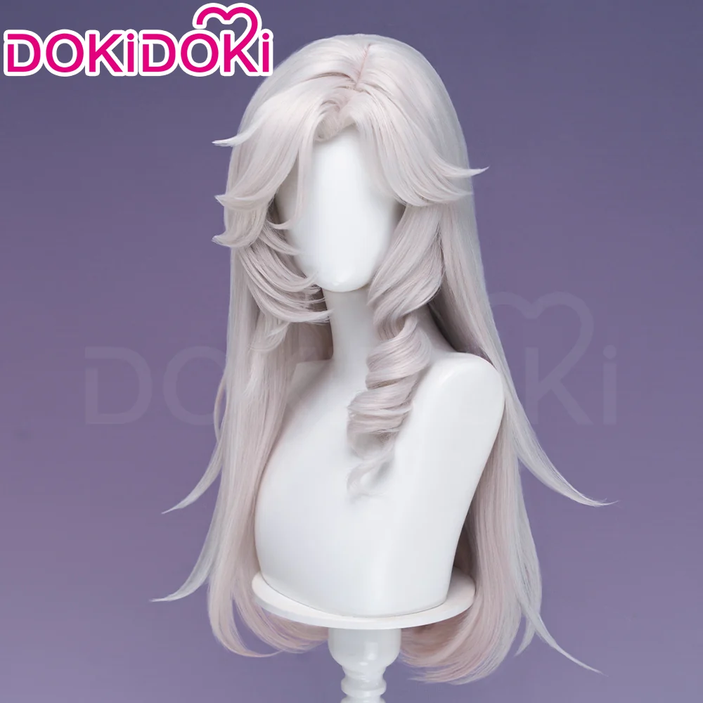 DokiDoki Game Neverness to Everness Cosplay Jiuyuan Wig Long Curly White Hair Pre Curled Jiu Yuan NTE - Image 3