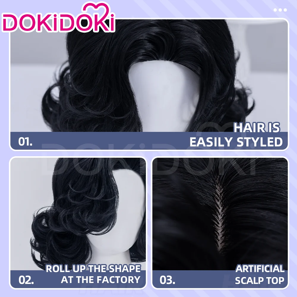【Normal Ver Ready For Ship】DokiDoki Game Reverse:1999 Cosplay Tuesday Wig Short Curly Black Hair Story of the Jade Vase - Image 4