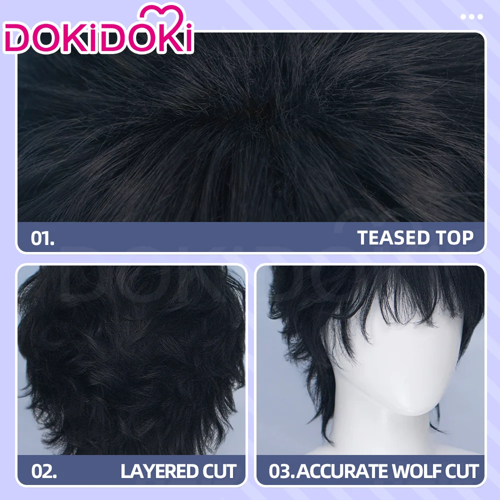 DokiDoki Game Silent Whispers Cosplay Theron Wig Short Black Hair - Image 4