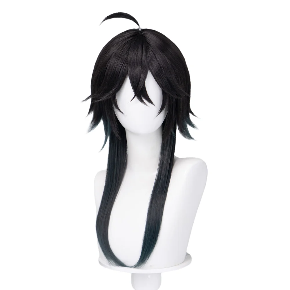 【Ready For Ship】DokiDoki Game Cosplay Wig Hight Temperature Fiber Black Green Hair - Image 5