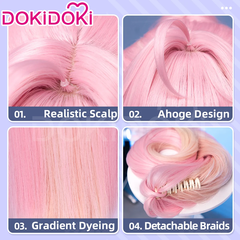 【Ready For Ship】DokiDoki Game Wuthering Waves Cosplay Aemeath Wig / Headpiece Long Straight Pink Ponytail Gradient Dyeing Hair - Image 8