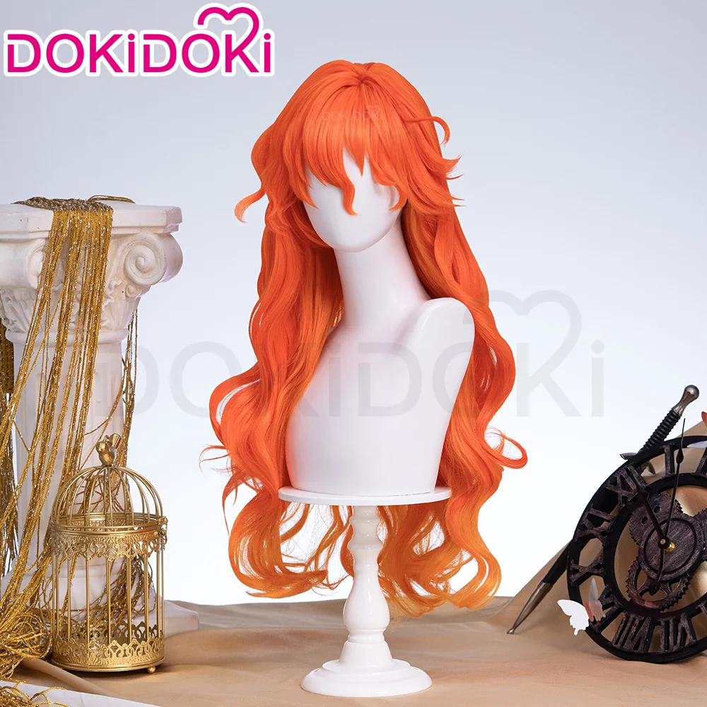 【Ready For Ship】DokiDoki Game Wuthering Waves Cosplay Augusta Wig / Headwear Long Curly Orange Gradient Hair - Image 3