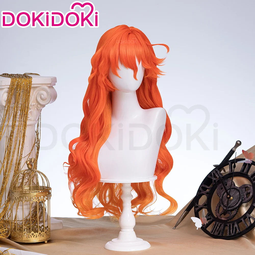 【Ready For Ship】DokiDoki Game Wuthering Waves Cosplay Augusta Wig / Headwear Long Curly Orange Gradient Hair - Image 4