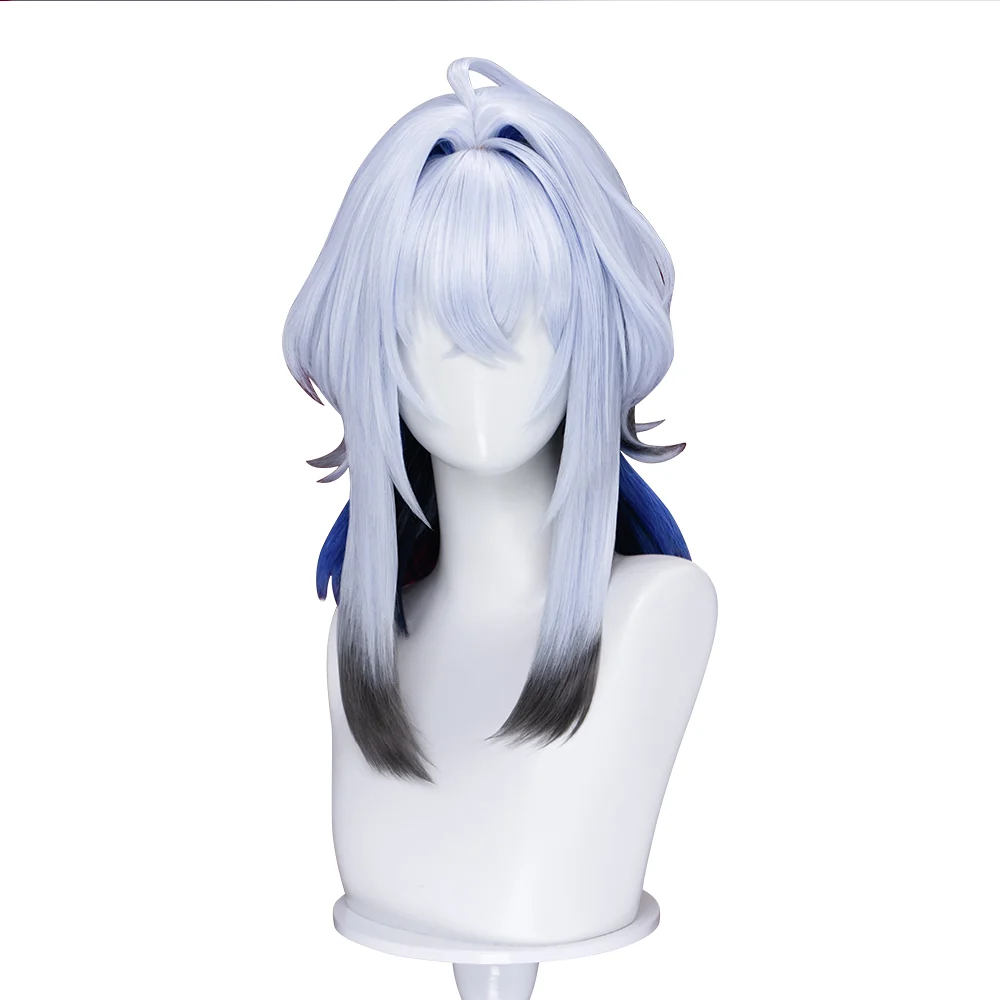 【Ready For Ship】DokiDoki Game Wuthering Waves Cosplay Galbrena Wig Long Curly Silver Blue Black Gradient Hair - Image 5