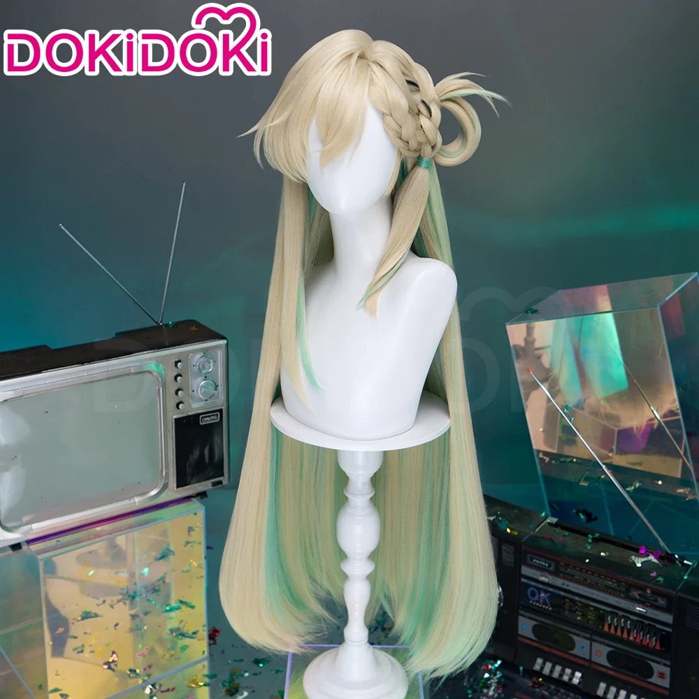 【 Ready For Ship】DokiDoki Game Wuthering Waves Cosplay Lynae Wig Long Straight Blonde Green Hightlight Hair - Image 11
