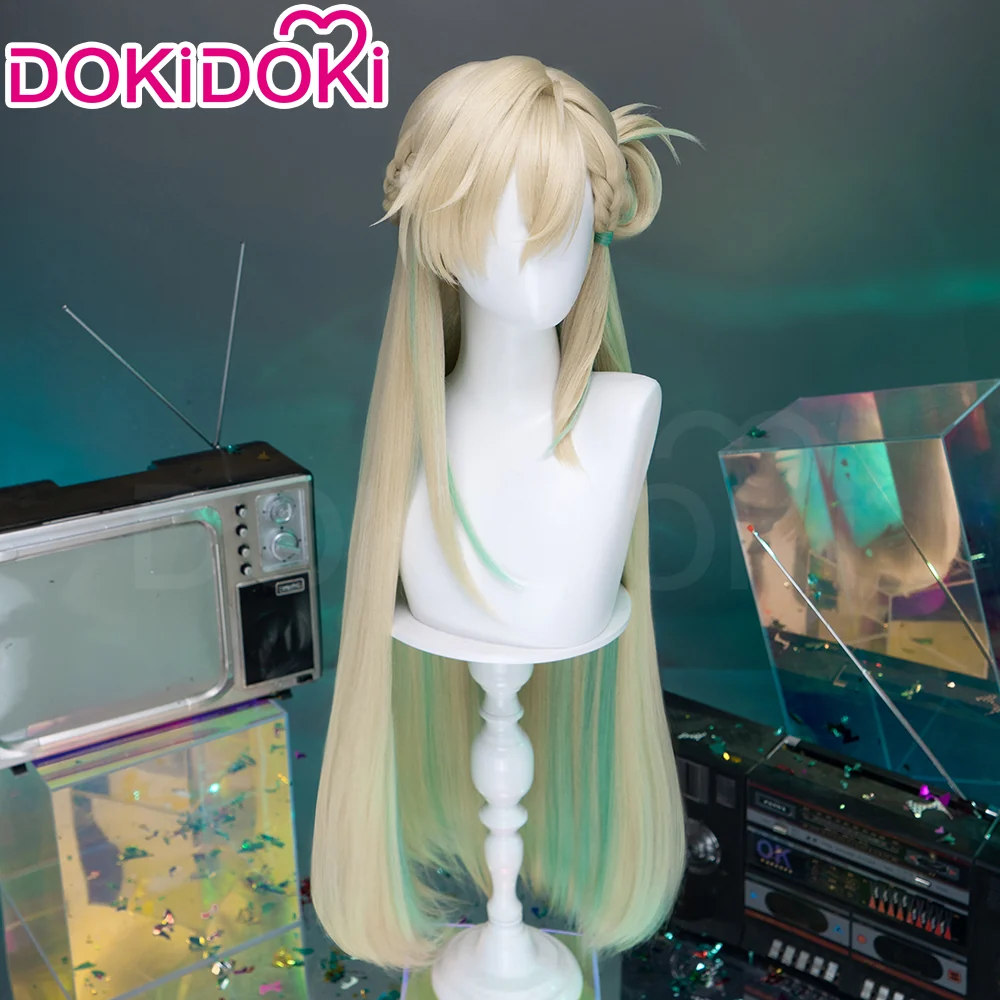 【 Ready For Ship】DokiDoki Game Wuthering Waves Cosplay Lynae Wig Long Straight Blonde Green Hightlight Hair - Image 12