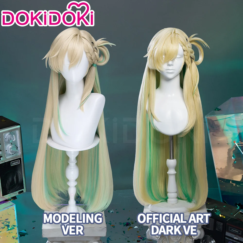 【 Ready For Ship】DokiDoki Game Wuthering Waves Cosplay Lynae Wig Long Straight Blonde Green Hightlight Hair - Image 2