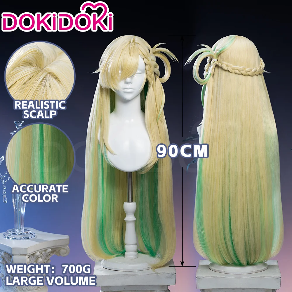 【 Ready For Ship】DokiDoki Game Wuthering Waves Cosplay Lynae Wig Long Straight Blonde Green Hightlight Hair - Image 4