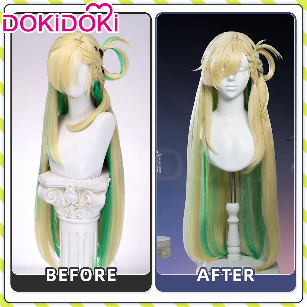 【 Ready For Ship】DokiDoki Game Wuthering Waves Cosplay Lynae Wig Long Straight Blonde Green Hightlight Hair - Image 7